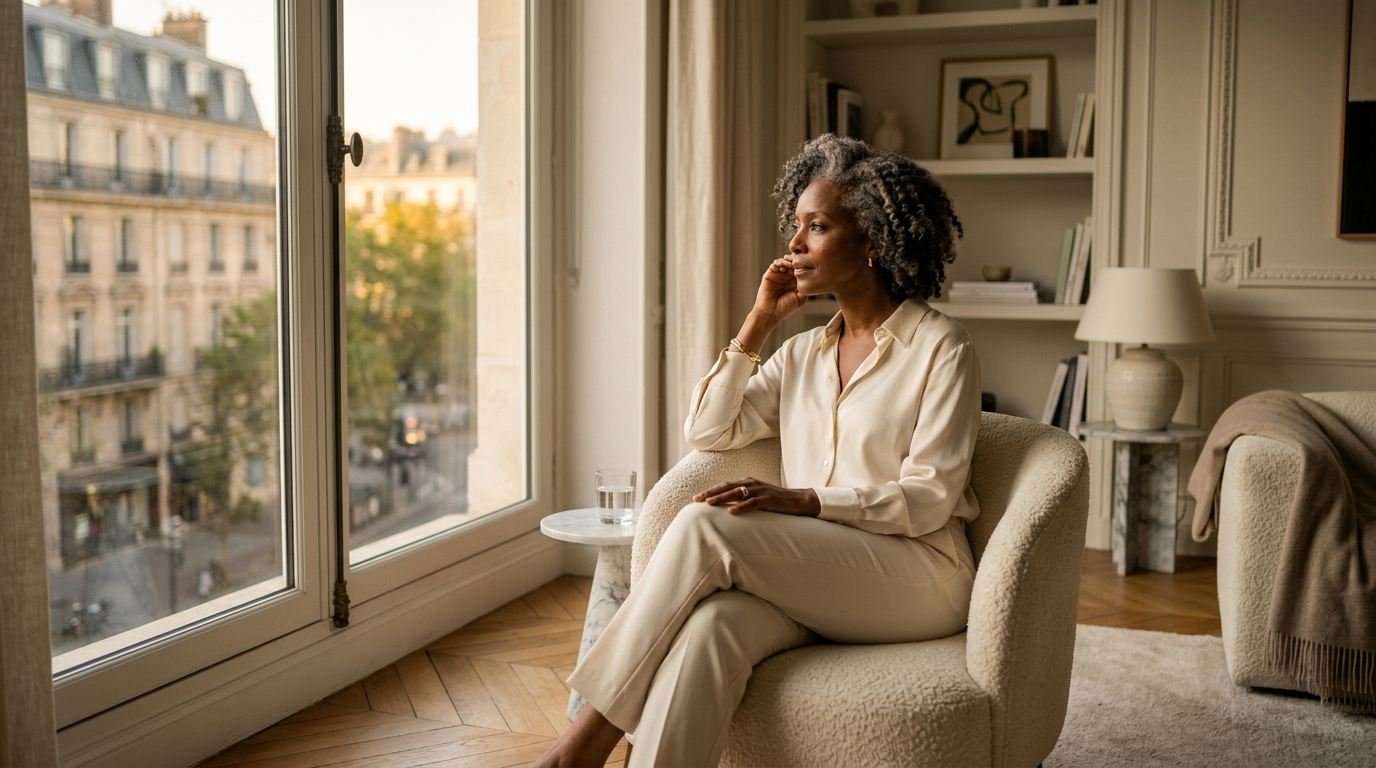 A woman looking through a window